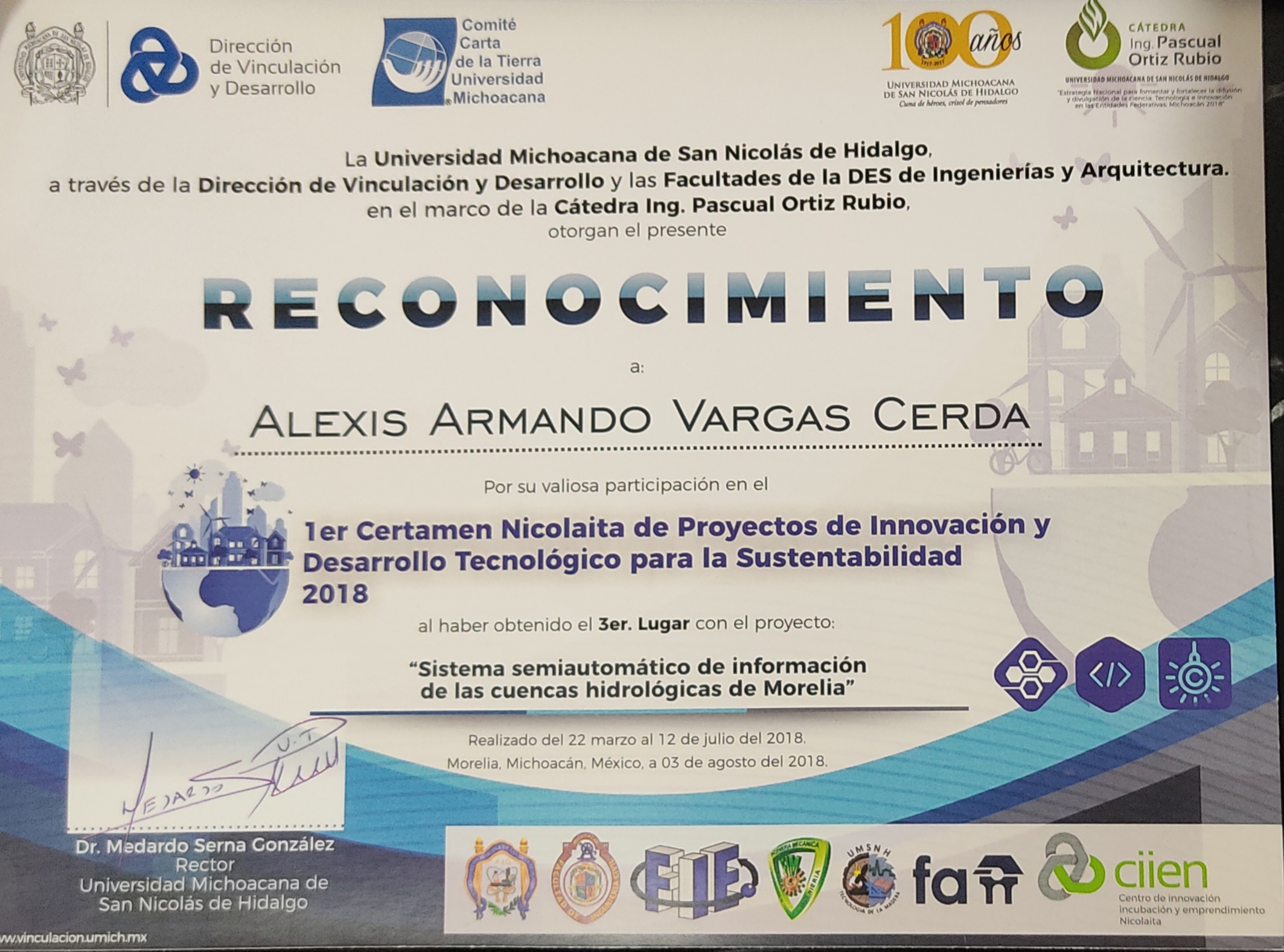 Reconocimiento del 3er Lugar